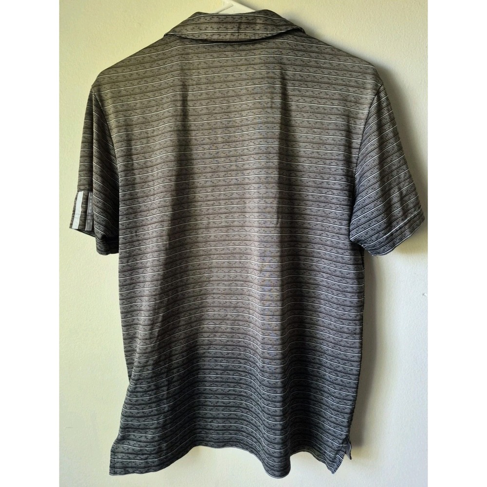 Adidas Men's S Short Sleeve Striped Polo Shirt Brown/Gray 3 Stripe Right Sleeve - Picture 2 of 7